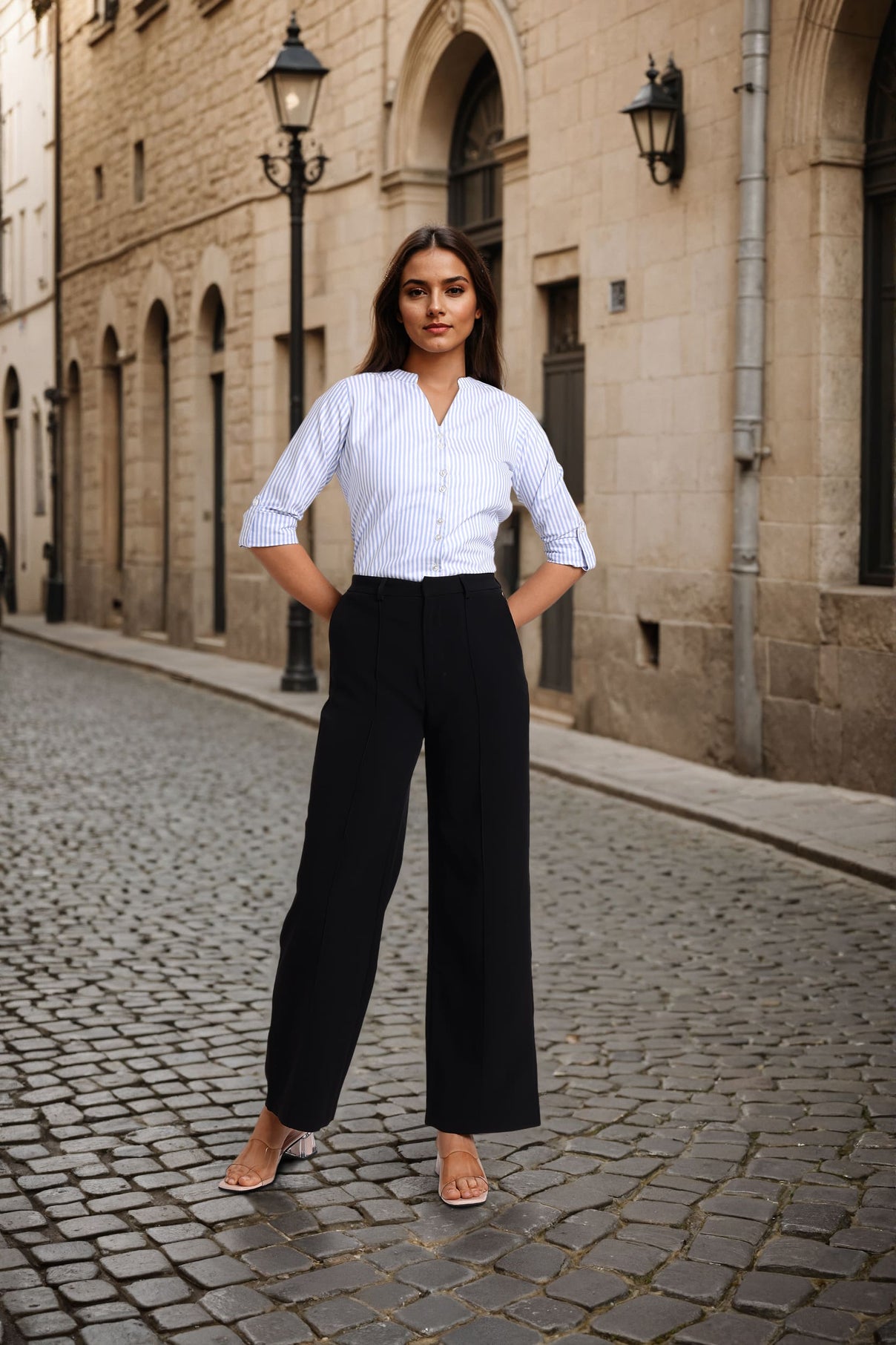 Style Quotient Women mandarin collar shirt-Shirts-StyleQuotient