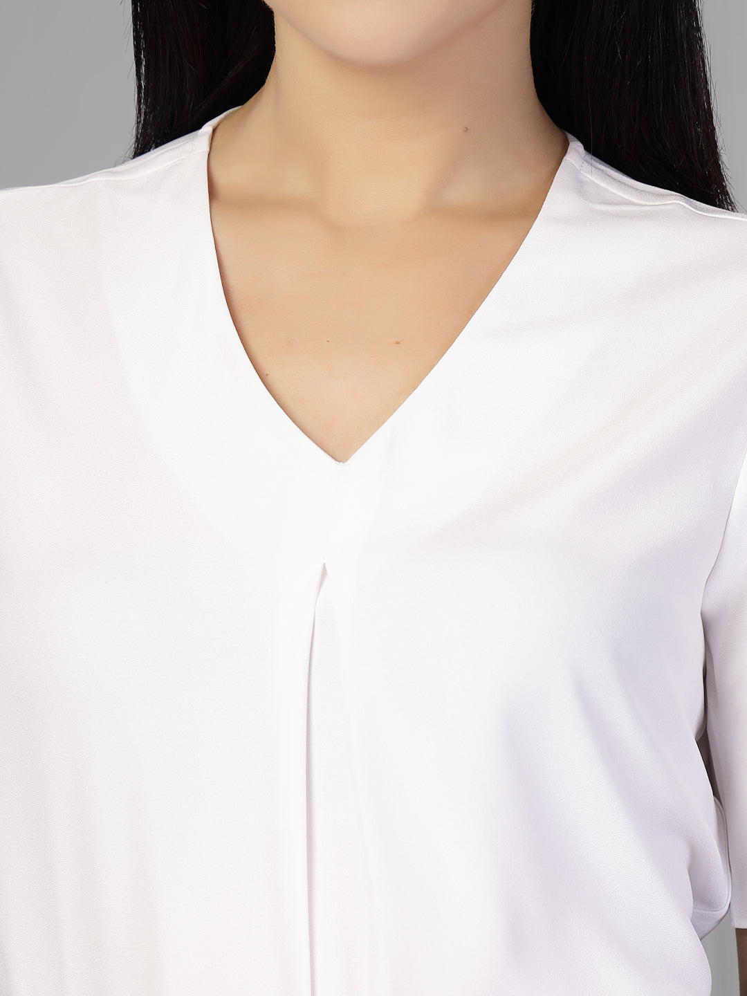 Style Quotient Women white polymoss top-Tops-StyleQuotient