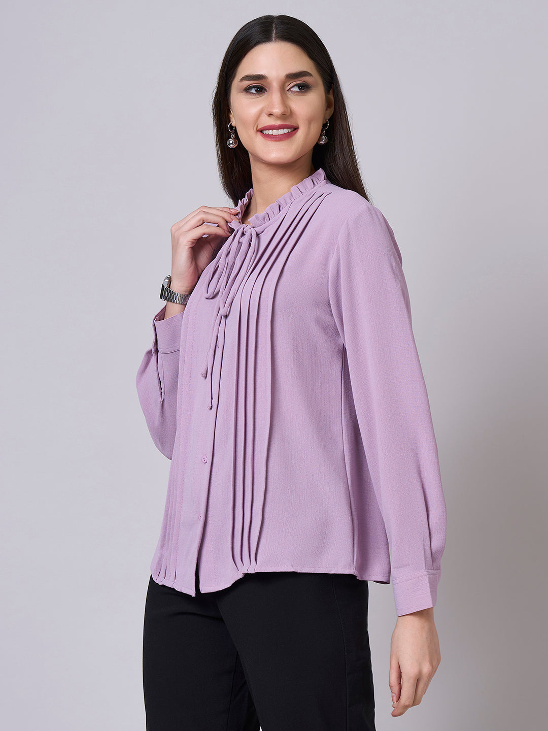 Style Quotient Women Mauve Polycotton Formal Shirt-Shirts-StyleQuotient