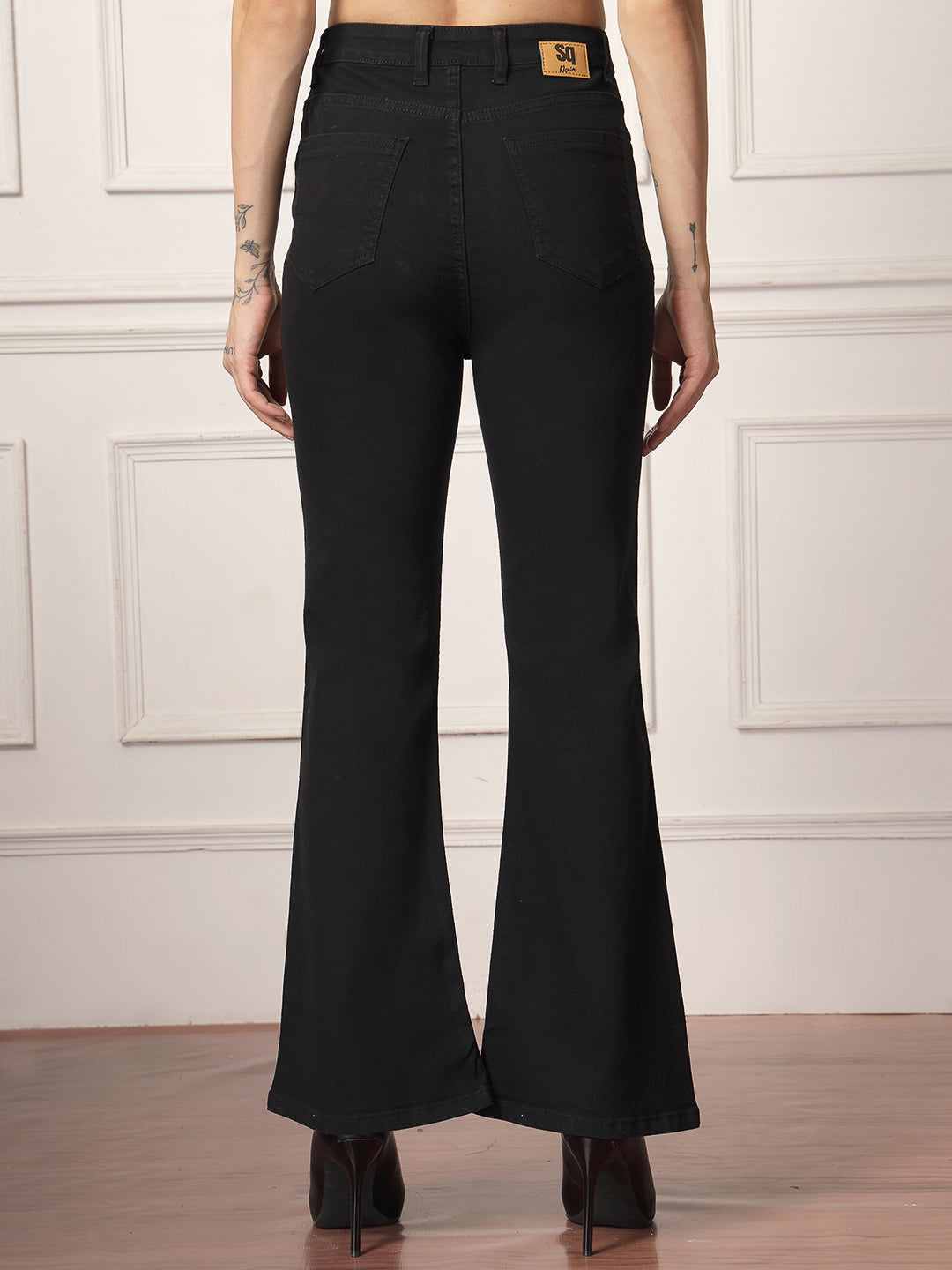 Style Quotient Women Black Flare Fit High Rise Stretchable Jeans-Jeans-StyleQuotient