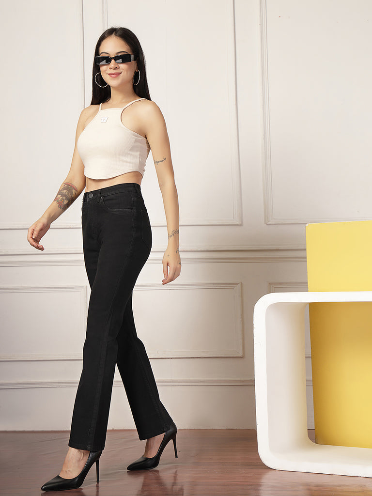 Style Quotient Women Black Flare Fit High Rise Stretchable Jeans-Jeans-StyleQuotient