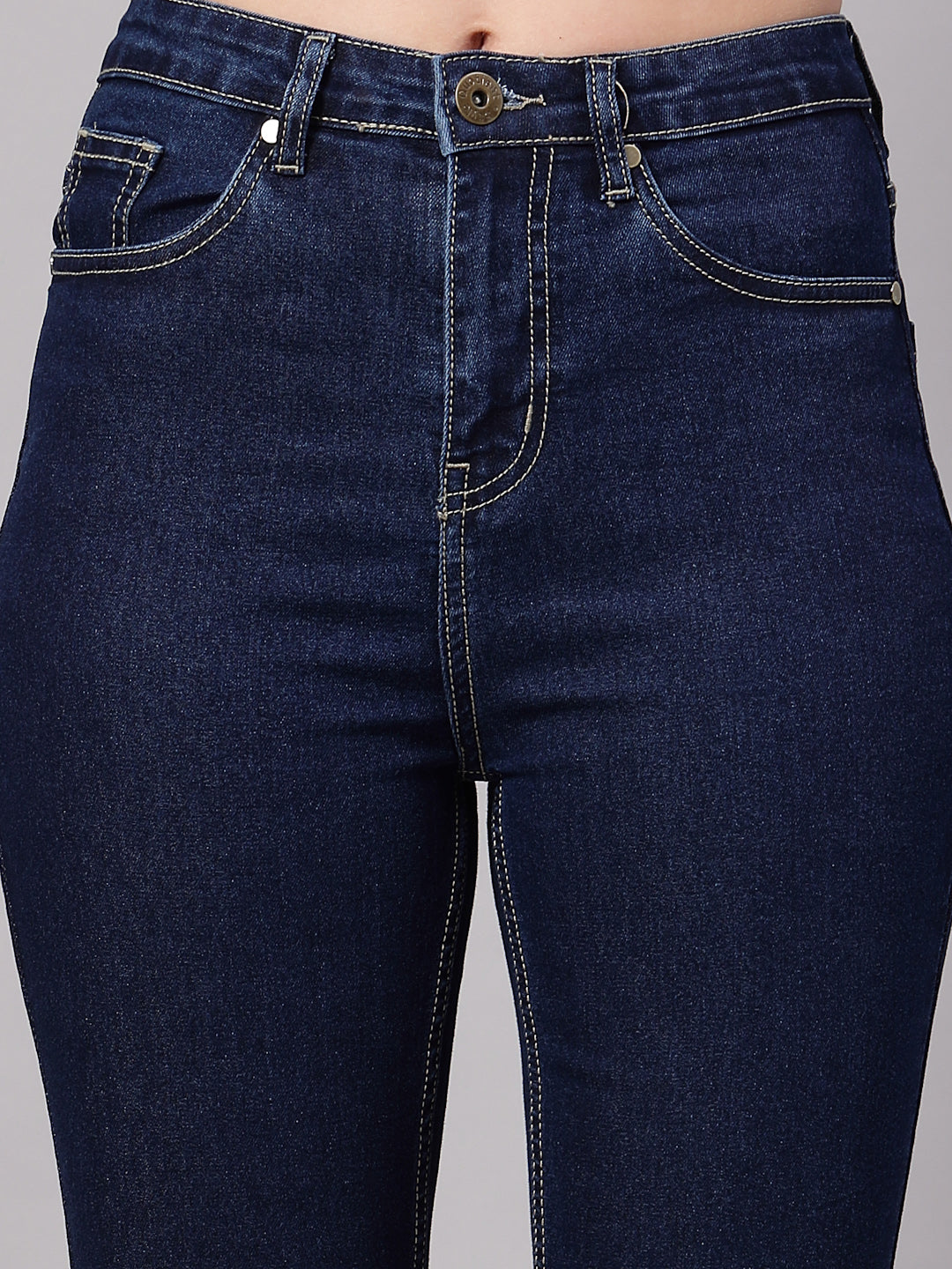 Style Quotient Women Dark Blue Flared Fit High Rise Stretchable Jeans-Jeans-StyleQuotient