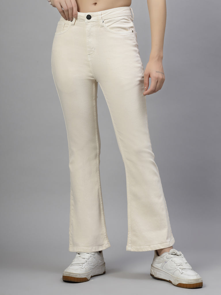 Style Quotient Women Off White Falre Fit High Rise Stretchable Jeans-Jeans-StyleQuotient