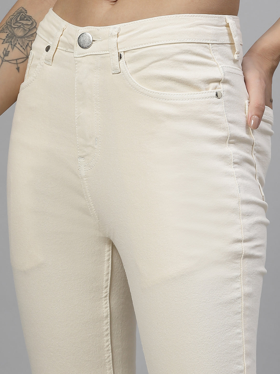 Style Quotient Women Off White Falre Fit High Rise Stretchable Jeans-Jeans-StyleQuotient