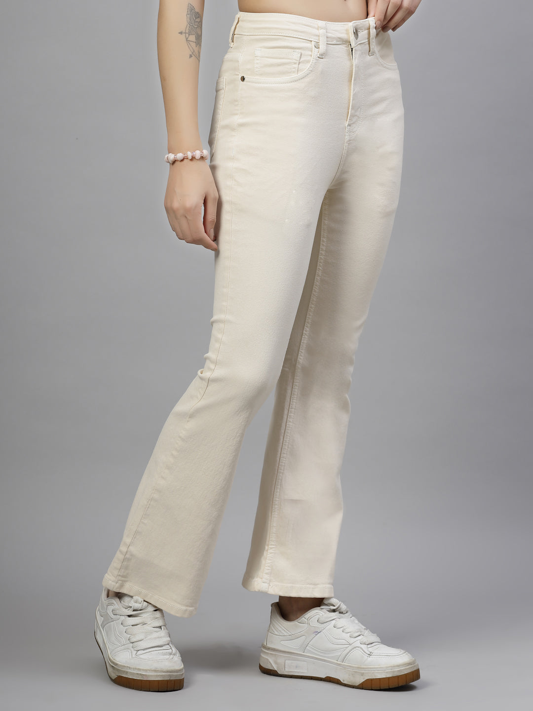 Style Quotient Women Off White Falre Fit High Rise Stretchable Jeans-Jeans-StyleQuotient
