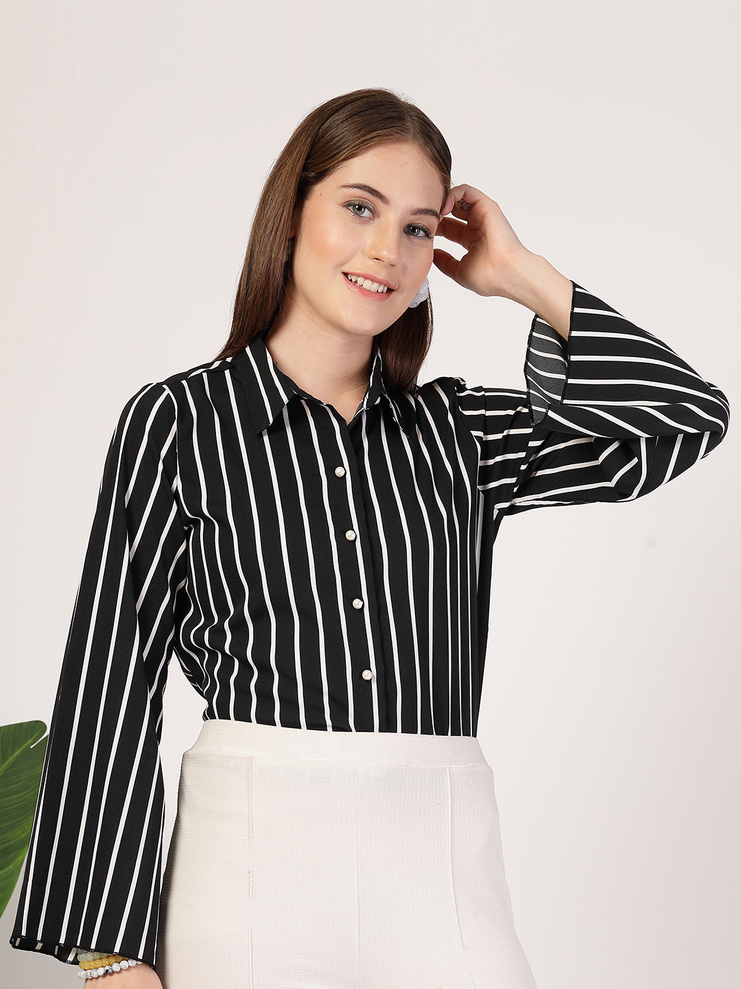 Style Quotient Women Black white shirt-Shirts-StyleQuotient