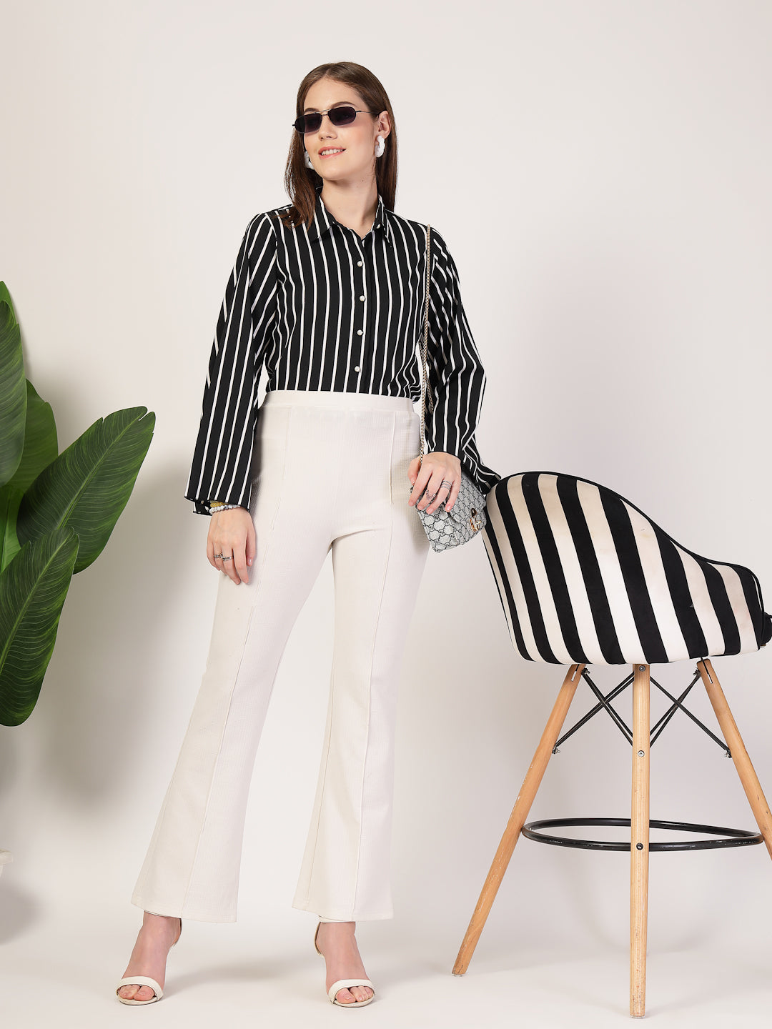 Style Quotient Women Black white shirt-Shirts-StyleQuotient