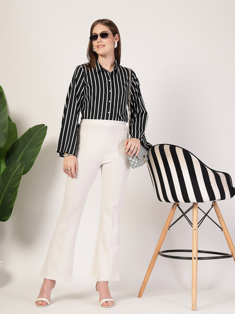 Style Quotient Women Black white shirt-Shirts-StyleQuotient
