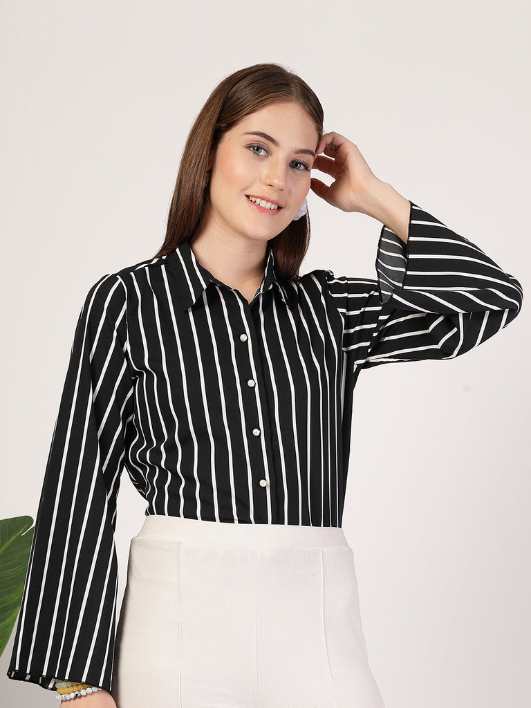 Style Quotient Women Black white shirt-Shirts-StyleQuotient