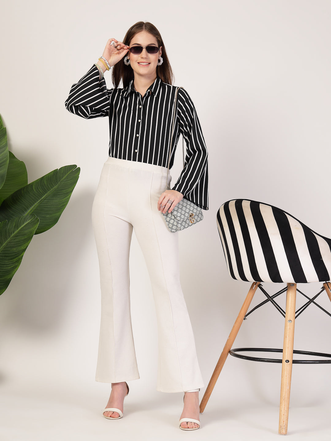 Style Quotient Women Black white shirt-Shirts-StyleQuotient