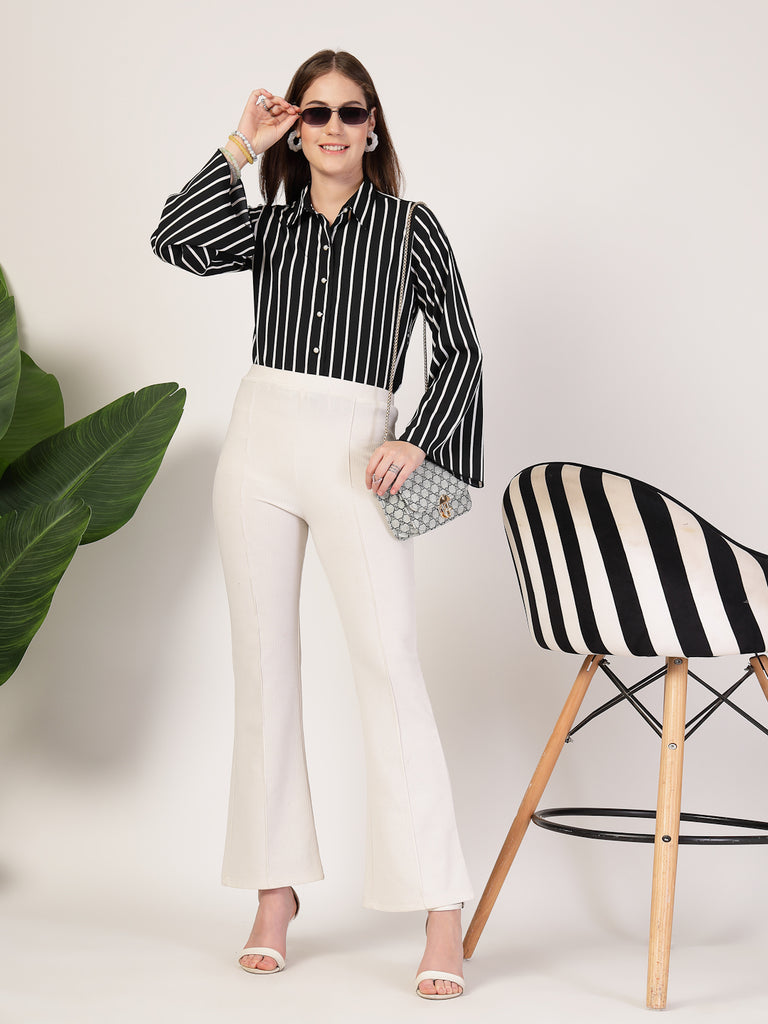 Style Quotient Women Black white shirt-Shirts-StyleQuotient