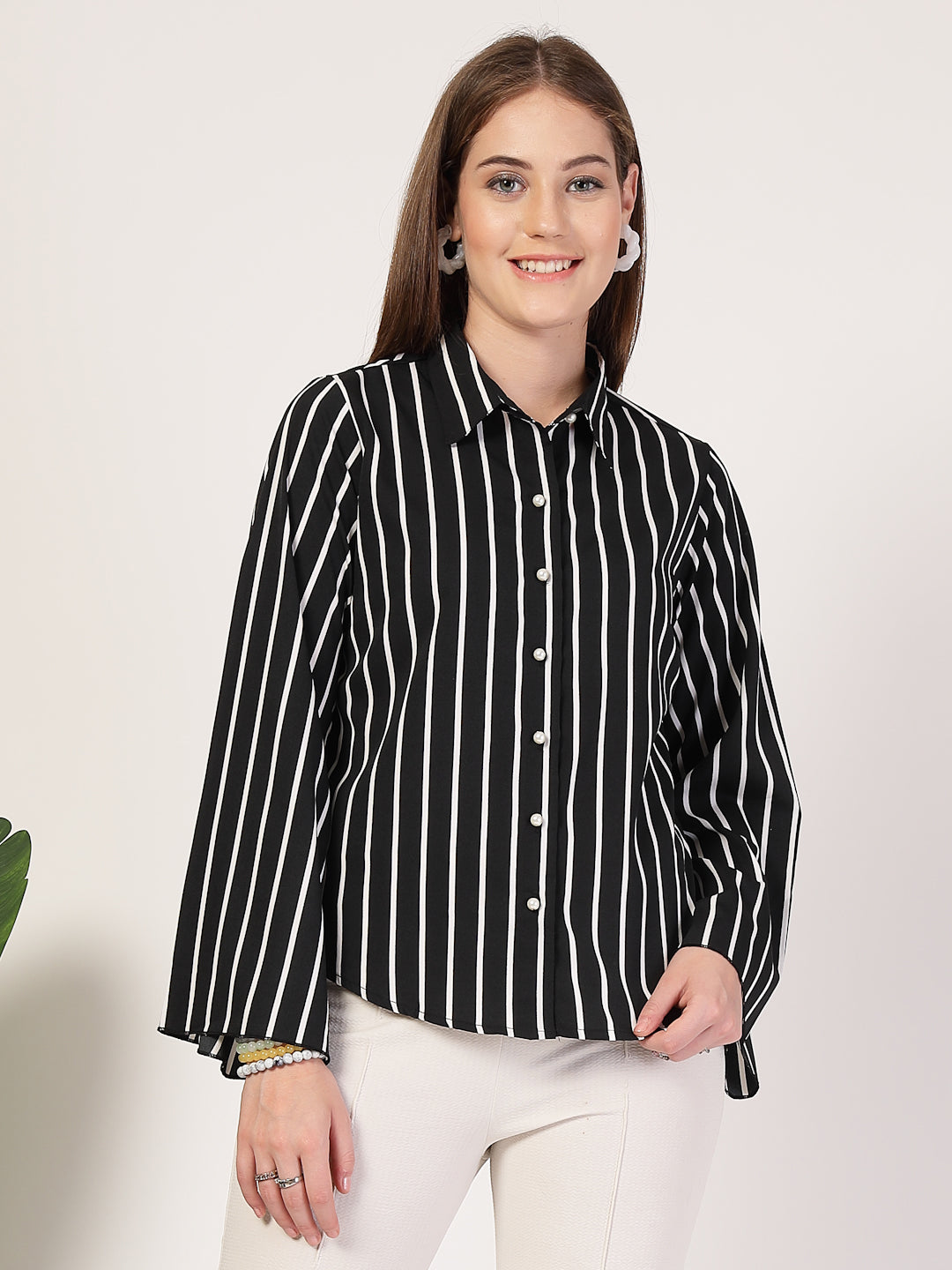 Style Quotient Women Black white shirt-Shirts-StyleQuotient