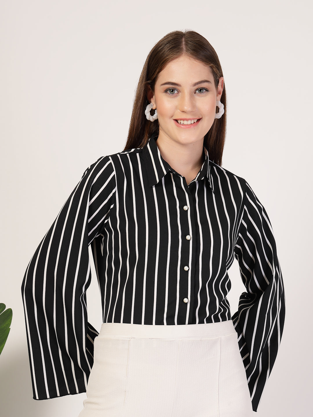 Style Quotient Women Black white shirt-Shirts-StyleQuotient