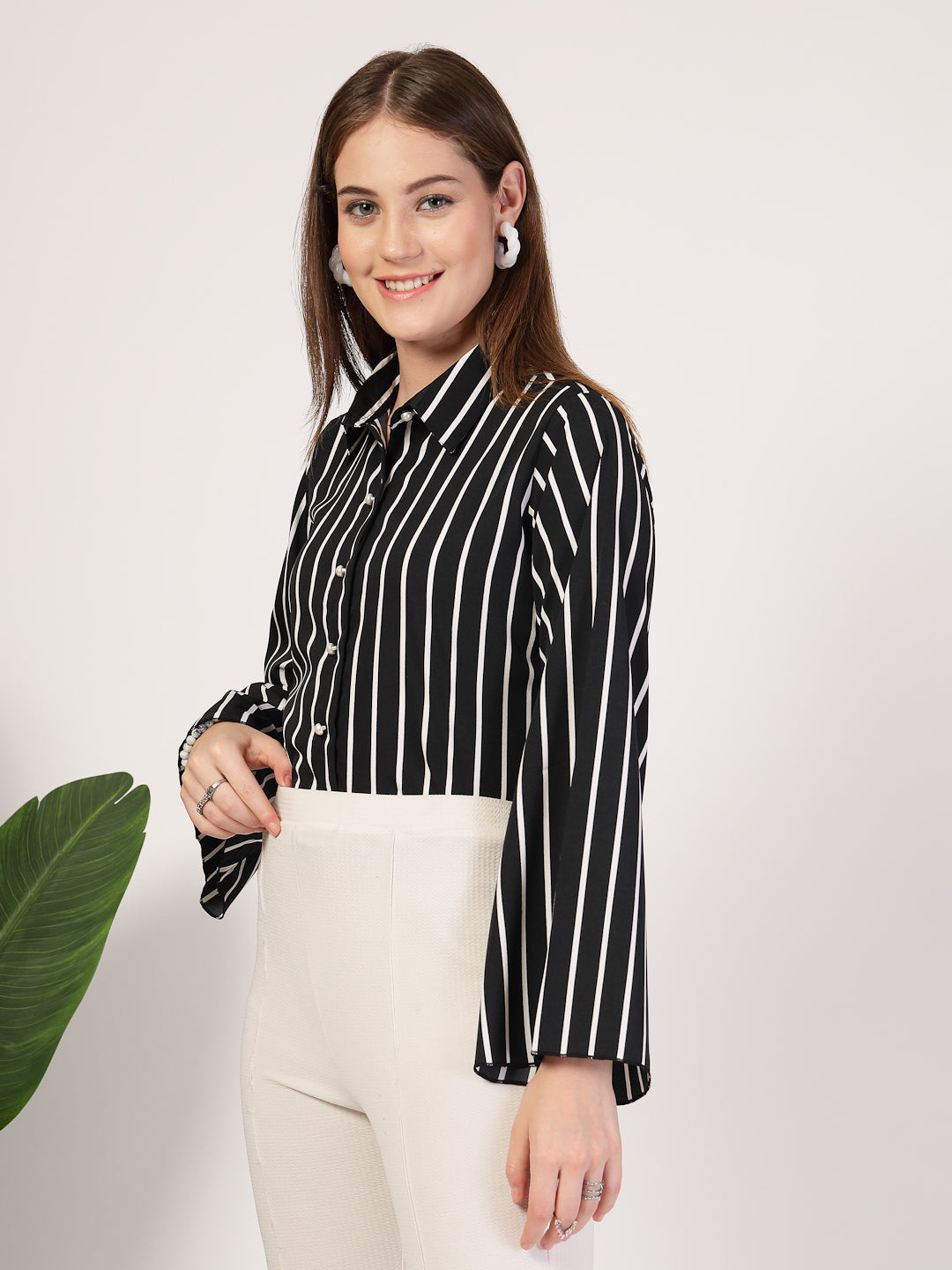 Style Quotient Women Black white shirt-Shirts-StyleQuotient