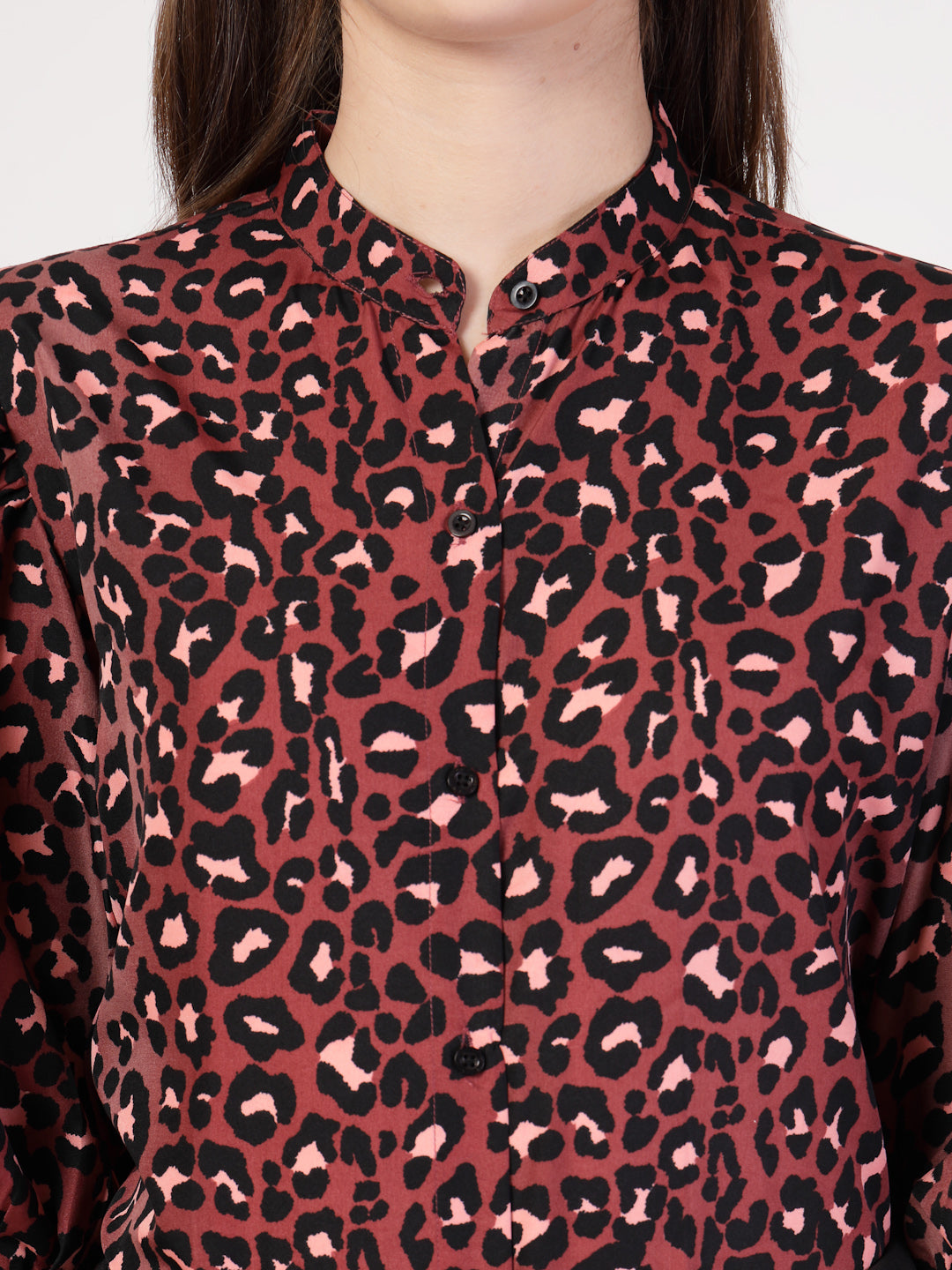 Style Quotient Women Rust Multi Printed Regular Fit Semi Formal Polyester Shirt-Shirts-StyleQuotient