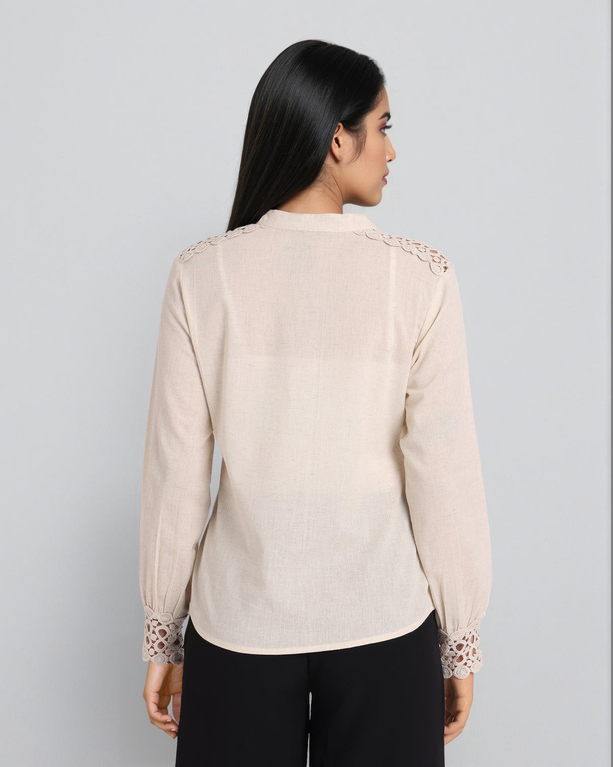 Style Quotient Women Solid Ivory Flex Cotton Formal Shirt-Shirts-StyleQuotient