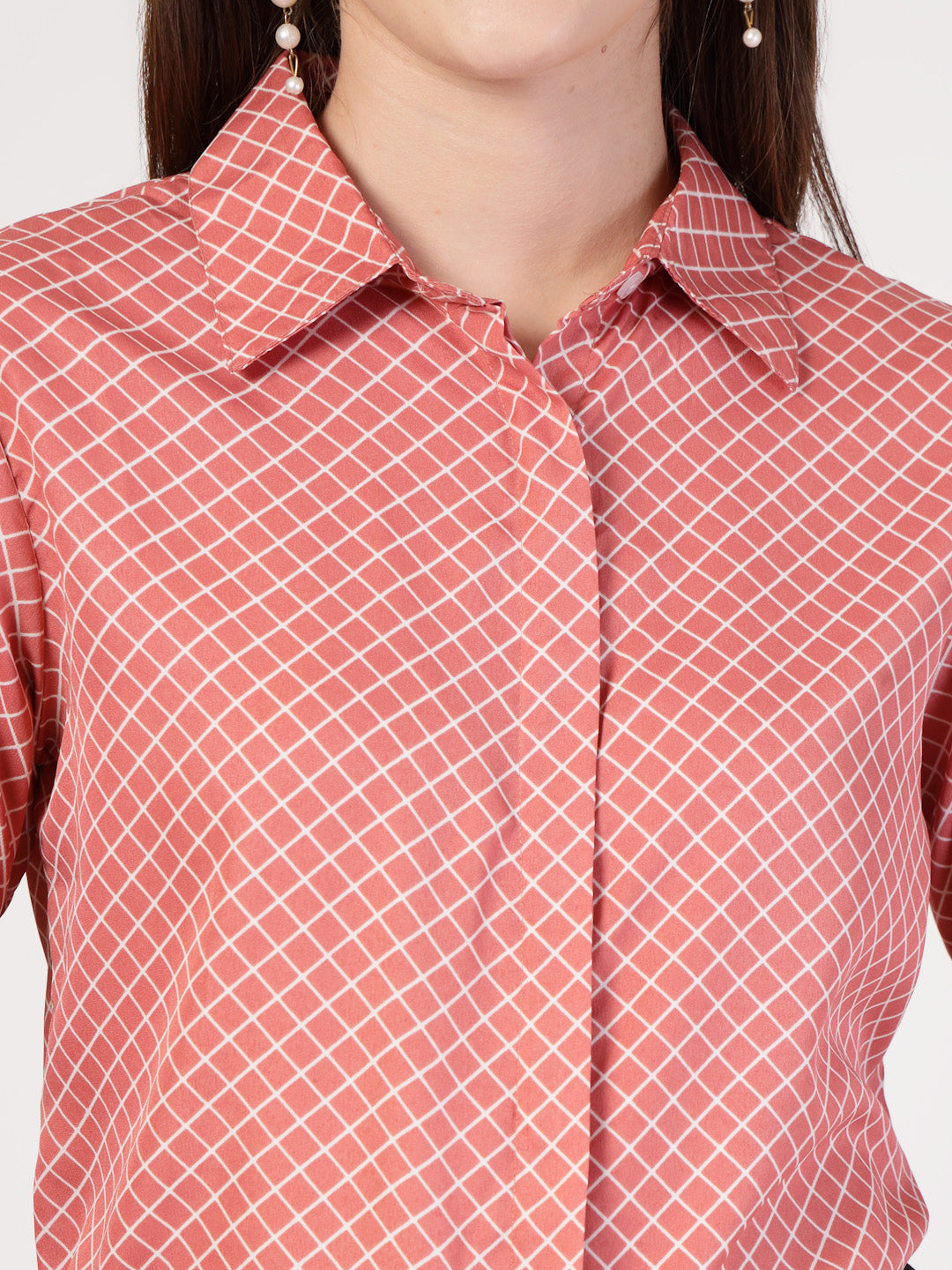 Style Quotient Women Nude White Printed Semi Formal Polyester Shirt-Shirts-StyleQuotient