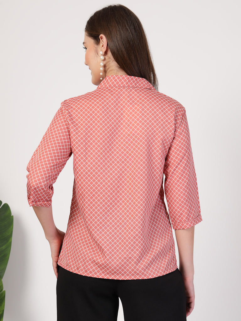 Style Quotient Women Nude White Printed Semi Formal Polyester Shirt-Shirts-StyleQuotient