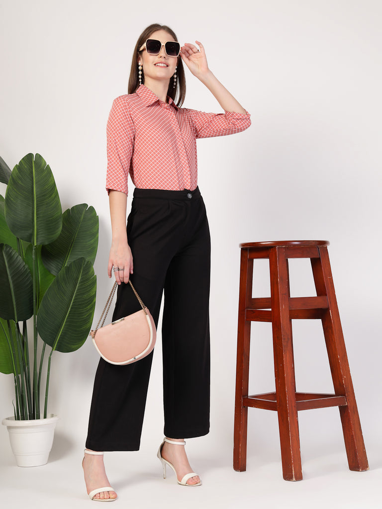 Style Quotient Women Nude White Printed Semi Formal Polyester Shirt-Shirts-StyleQuotient