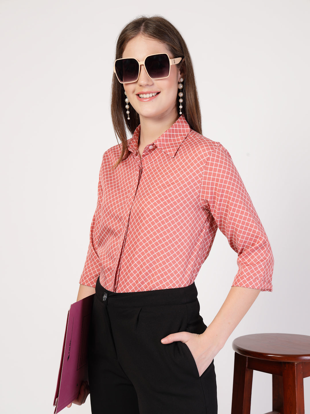 Style Quotient Women Nude White Printed Semi Formal Polyester Shirt-Shirts-StyleQuotient