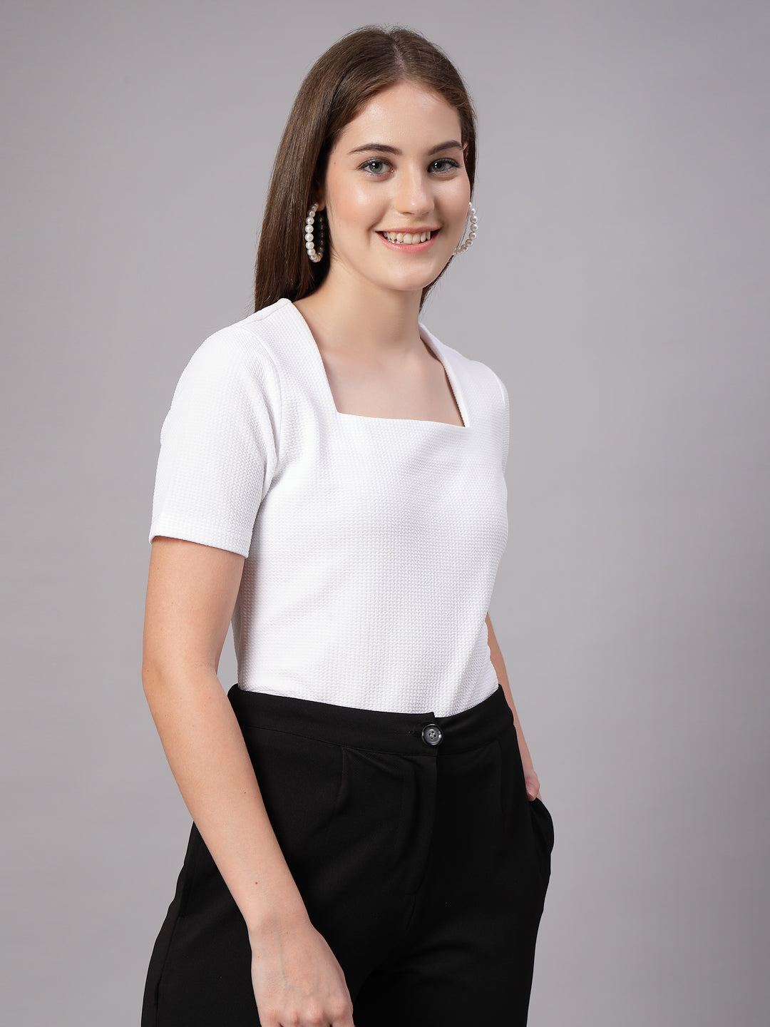 Style Quotient Women White top-Tops-StyleQuotient