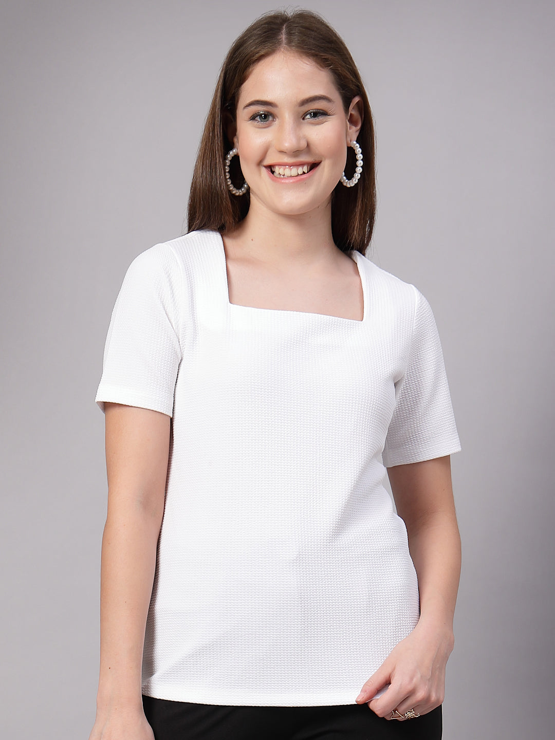 Style Quotient Women White top-Tops-StyleQuotient