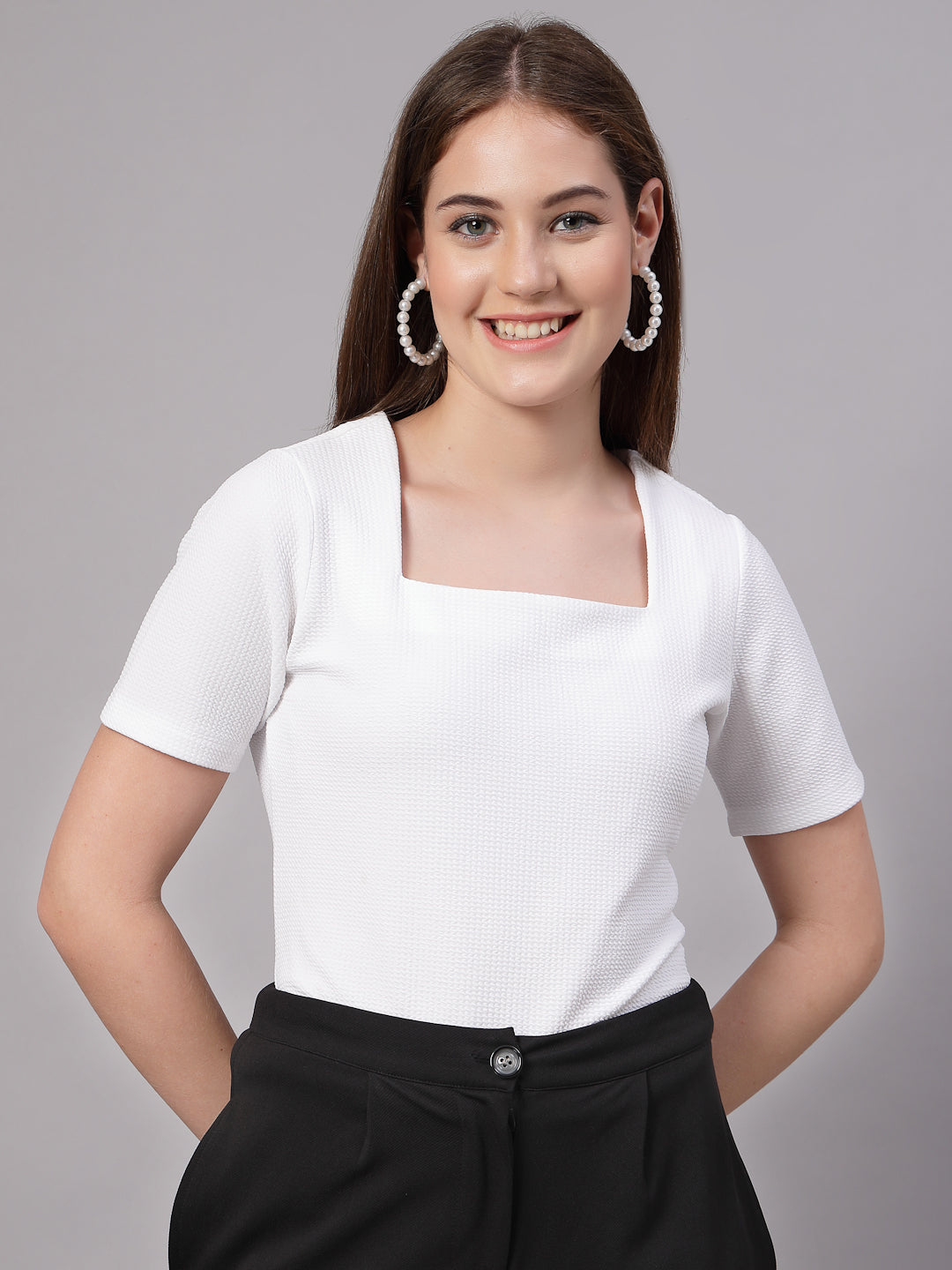 Style Quotient Women White top-Tops-StyleQuotient