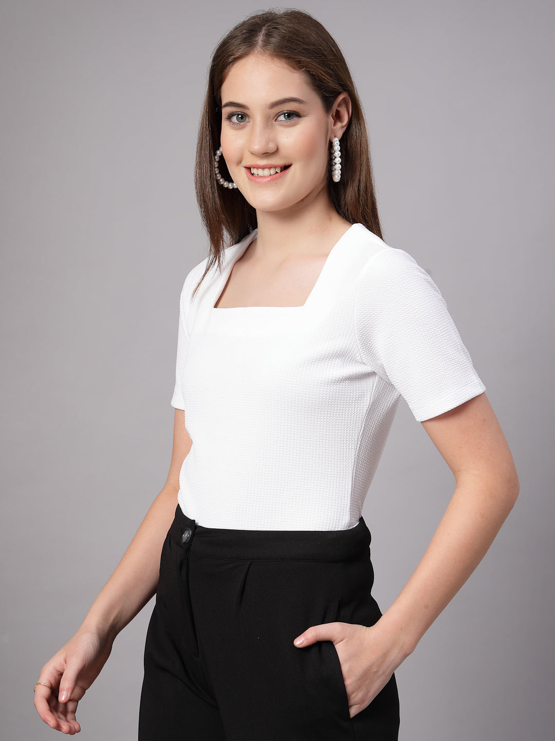 Style Quotient Women White top-Tops-StyleQuotient
