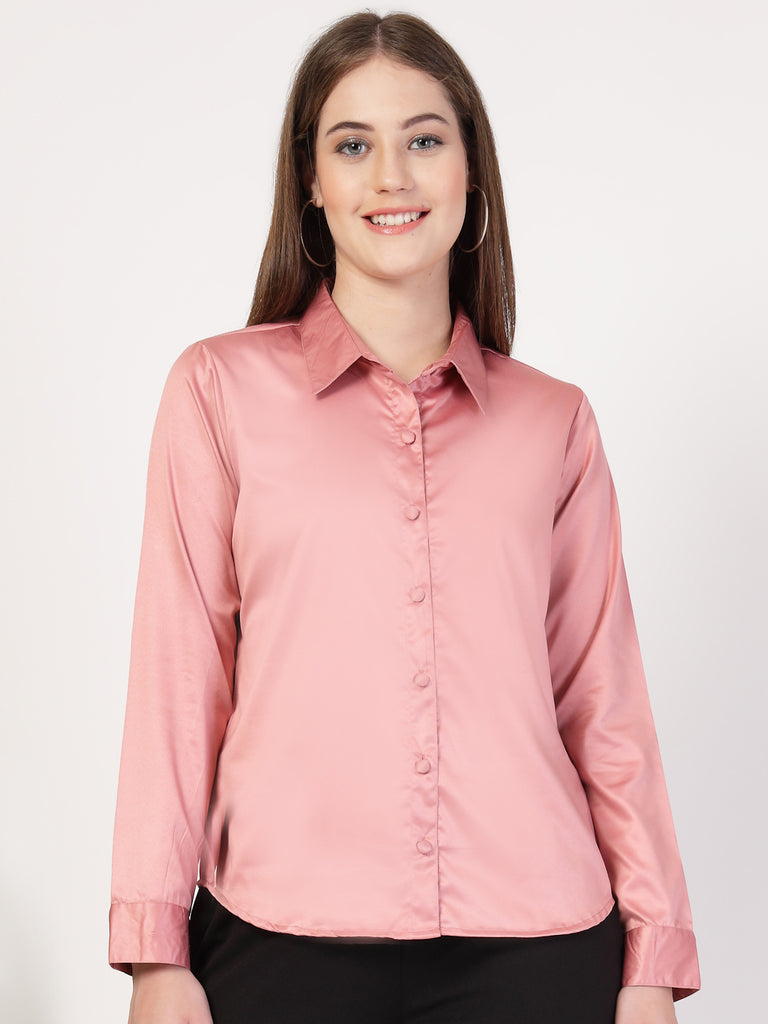 Style Quotient Women Solid Satin Formal Shirt-Shirts-StyleQuotient