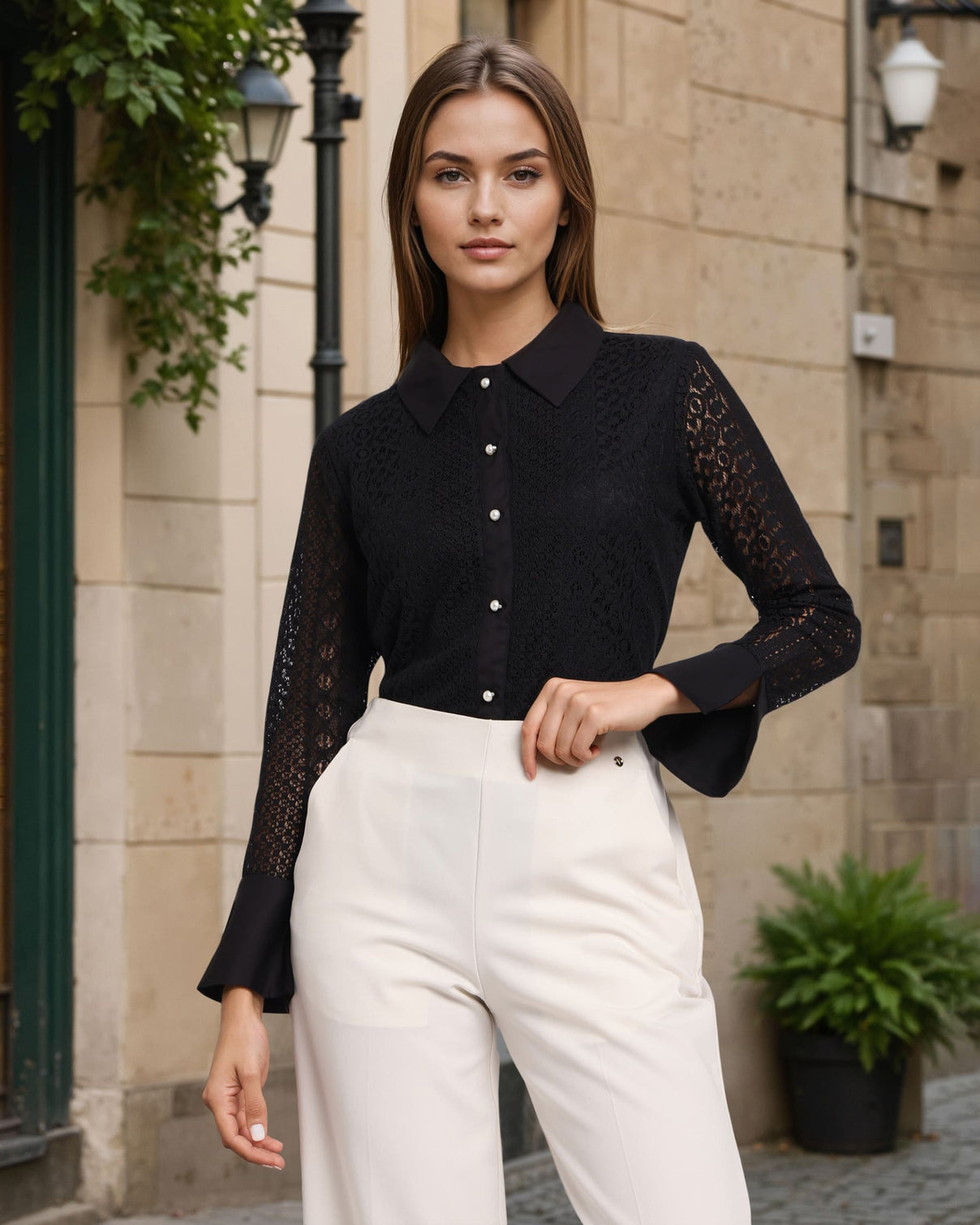 Style Quotient Women Black Semi Formal Shirt-Shirts-StyleQuotient