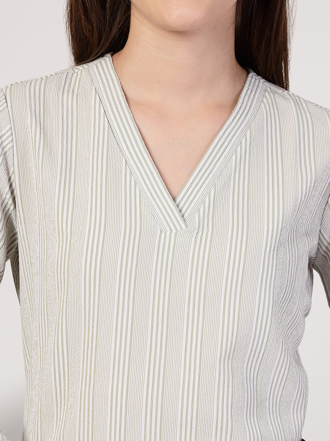 Style Quotient Women's top with V neck and bell sleeves-Tops-StyleQuotient