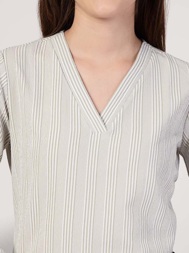 Style Quotient Women's top with V neck and bell sleeves-Tops-StyleQuotient
