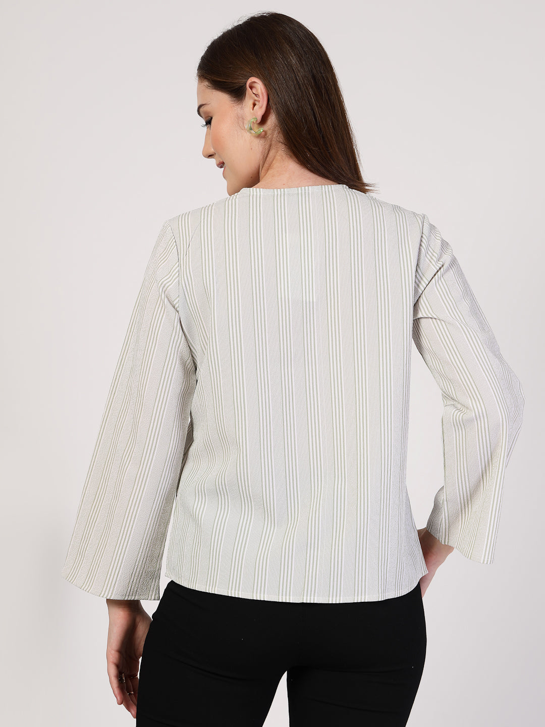 Style Quotient Women's top with V neck and bell sleeves-Tops-StyleQuotient
