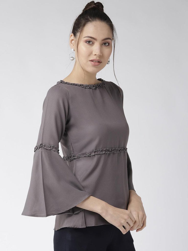 Women Grey Solid A-Line Top-Tops-StyleQuotient