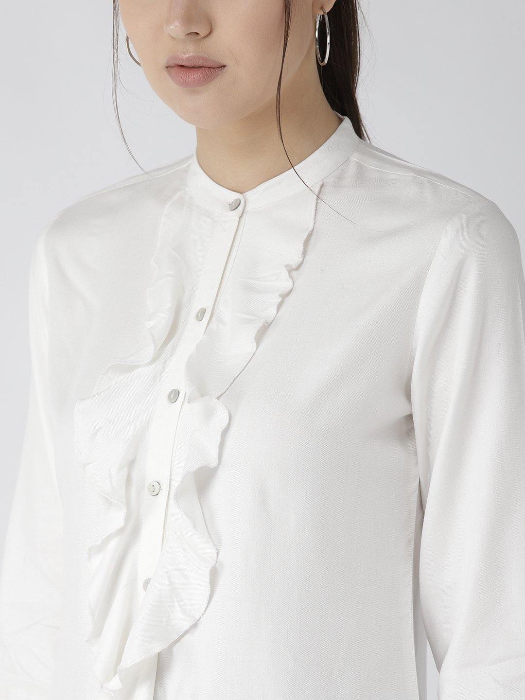 Women White Classic Regular Fit Solid Casual Shirt-Shirts-StyleQuotient