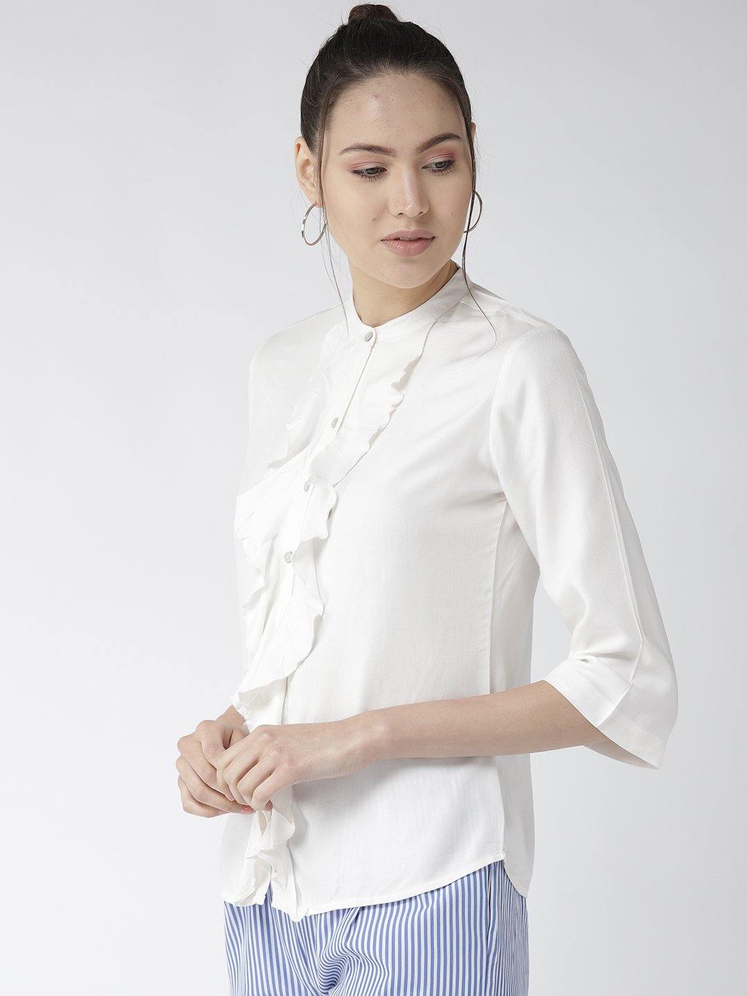 Women White Classic Regular Fit Solid Casual Shirt-Shirts-StyleQuotient