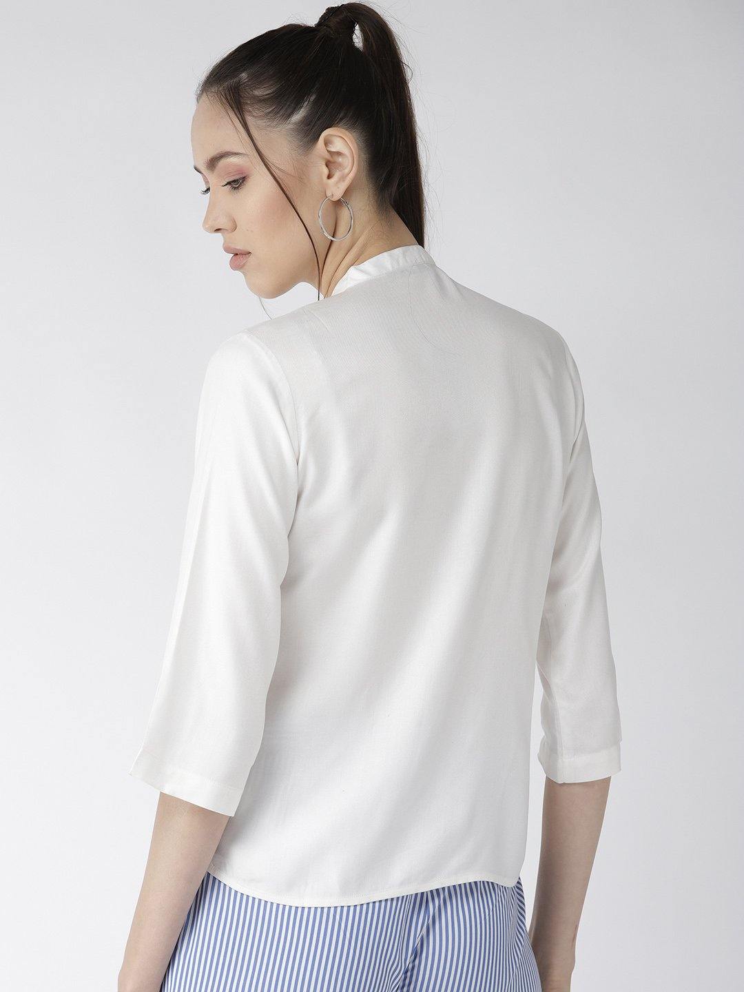 Women White Classic Regular Fit Solid Casual Shirt-Shirts-StyleQuotient