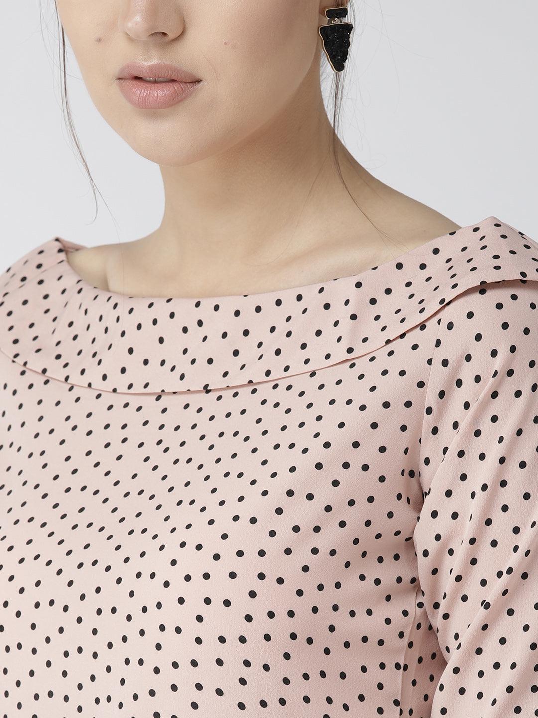 style quotient women polka printed polycrepe smart casual top-Tops-StyleQuotient