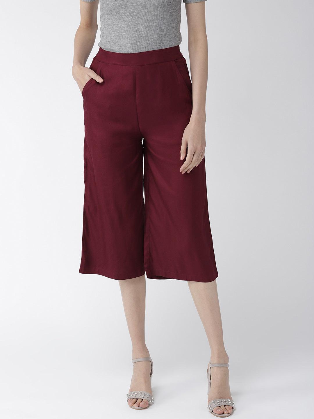 Women Navy Blue Original Loose Fit Solid Culottes-Trousers-StyleQuotient