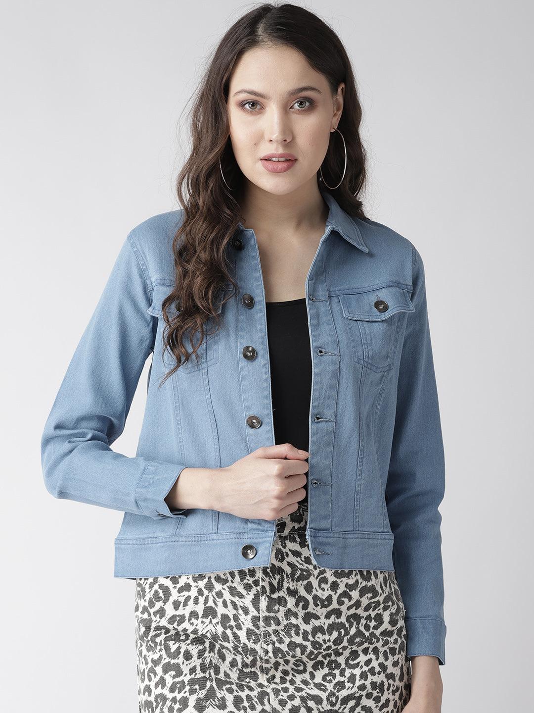 Style Quotient Women Light Wash Denim Smart Casual Jacket-Jackets-StyleQuotient