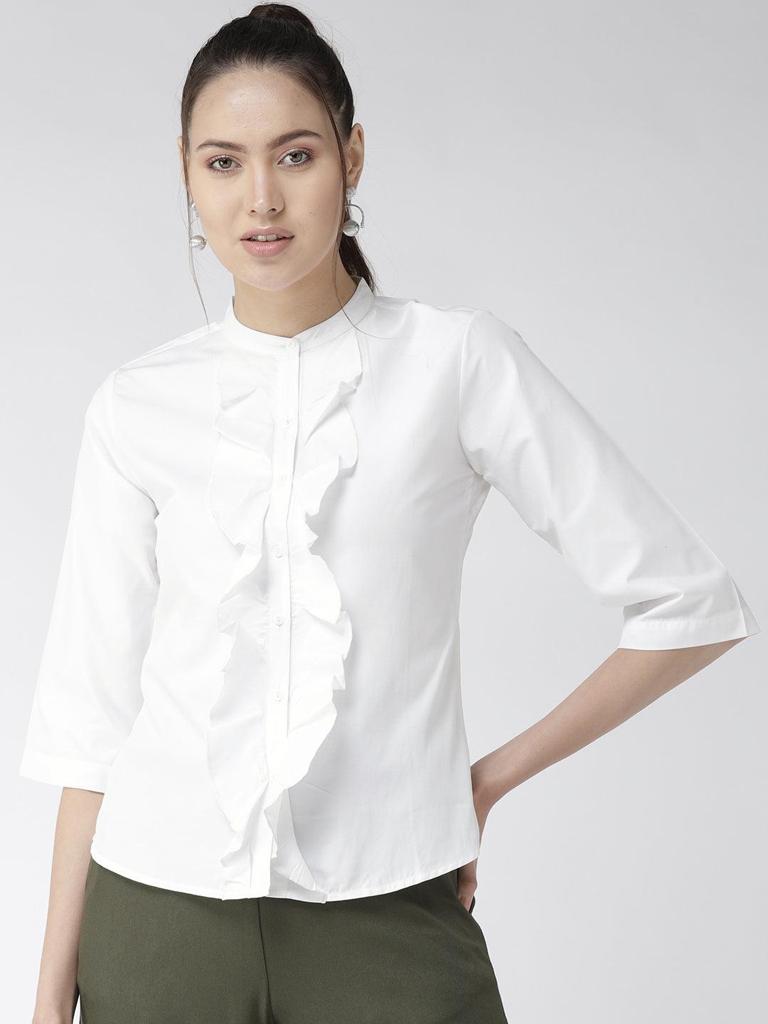 Women White Classic Regular Fit Solid Casual Shirt-Shirts-StyleQuotient