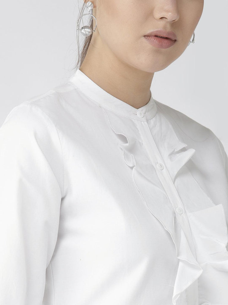 Women White Classic Regular Fit Solid Casual Shirt-Shirts-StyleQuotient