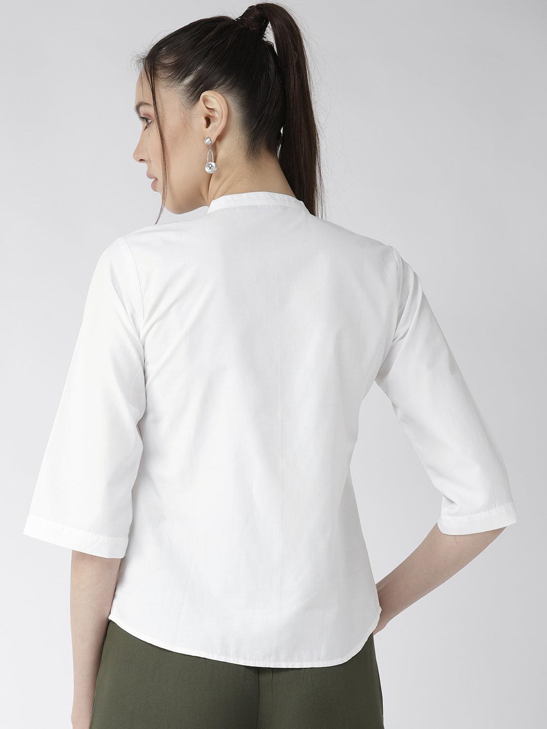 Women White Classic Regular Fit Solid Casual Shirt-Shirts-StyleQuotient