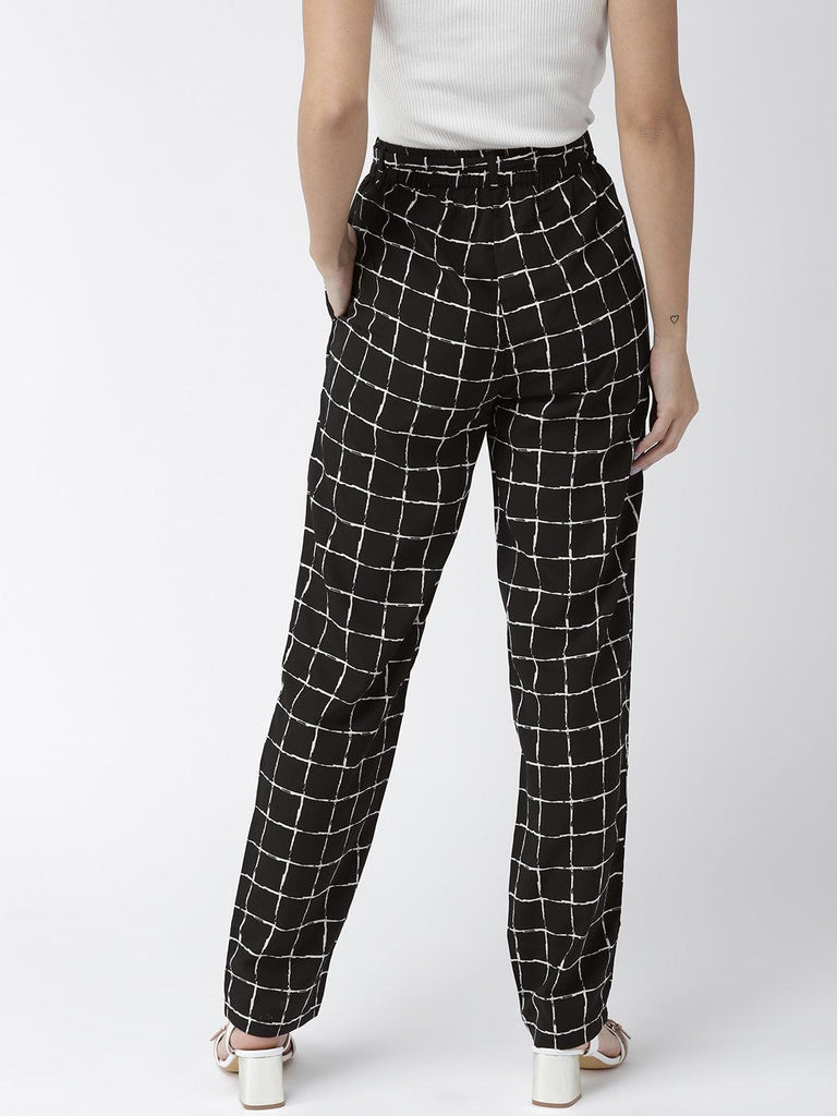 Women Blue & White Original Tapered Fit Striped Cropped Trousers-Trousers-StyleQuotient