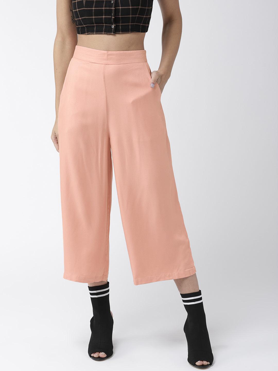 Women Navy Blue Original Loose Fit Solid Culottes-Trousers-StyleQuotient