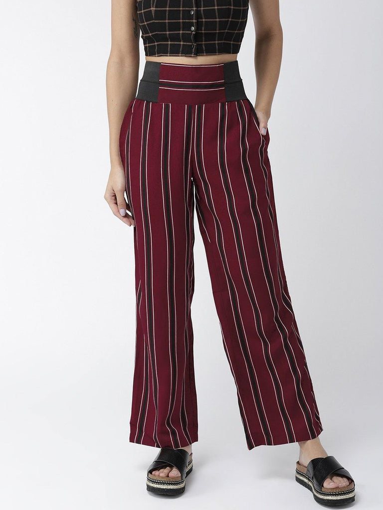 Women Beige & Black Original Straight Fit Animal Print Parallel Trousers-Trousers-StyleQuotient