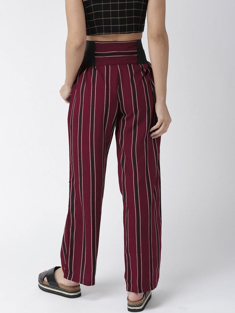 Women Beige & Black Original Straight Fit Animal Print Parallel Trousers-Trousers-StyleQuotient