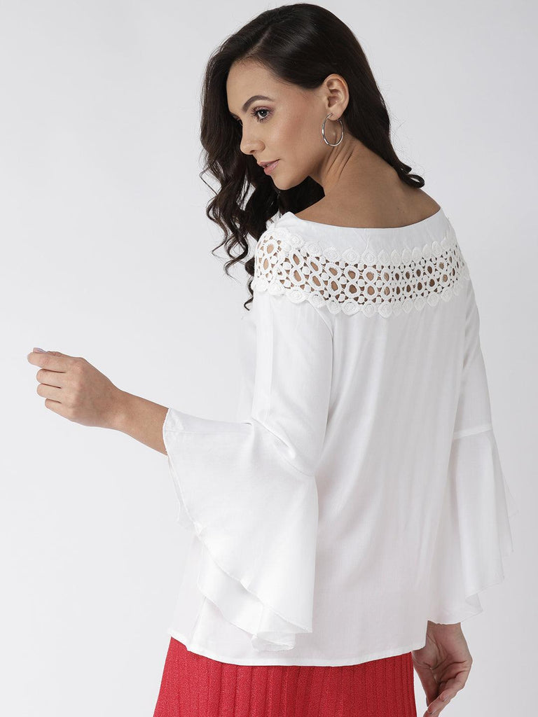 Style Quotient Women Solid Off White viscose rayon smart casual top-Tops-StyleQuotient