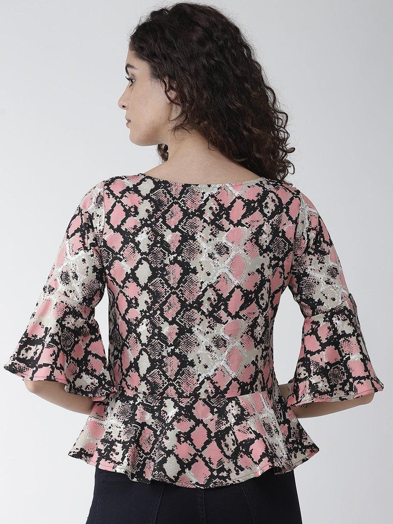 Women Pink & Black Snakeskin Print A-Line Top-Tops-StyleQuotient