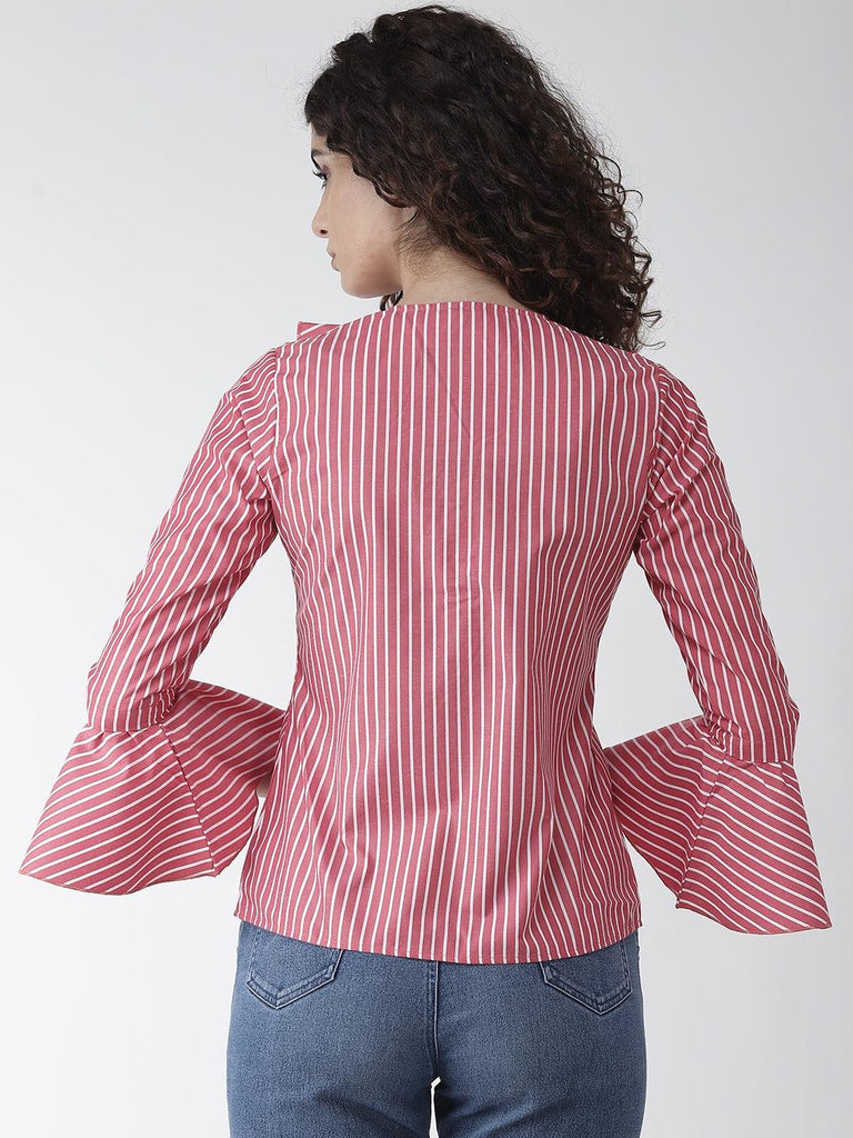 Women Red & White Striped Top-Tops-StyleQuotient